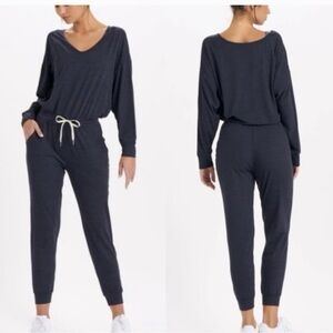 Vuori Lux Long Sleeve Jumpsuit In Heathered Midnight